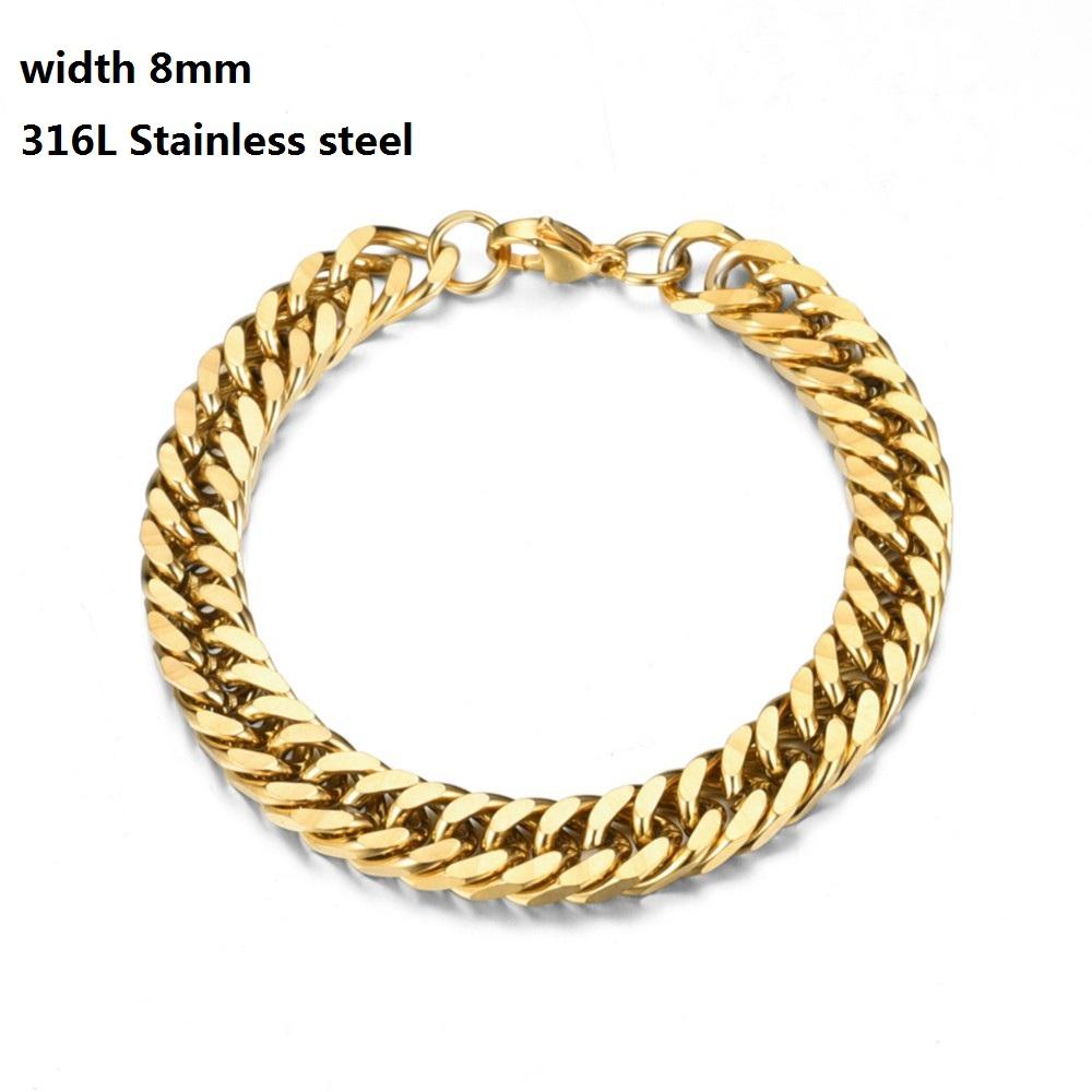 316L Stainless Steel Cuban Chain Bracelet for Men Women Figaro Vintage Metal Viking Kpop Pulseras Emo Cute Luxury Jewelry Gift