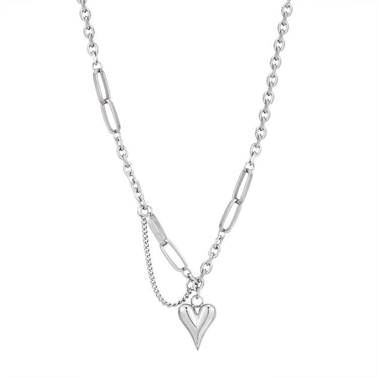 

Европейский и американский холодный стиль, ожерелье с кулоном-сердцем из титановой стали для женщин