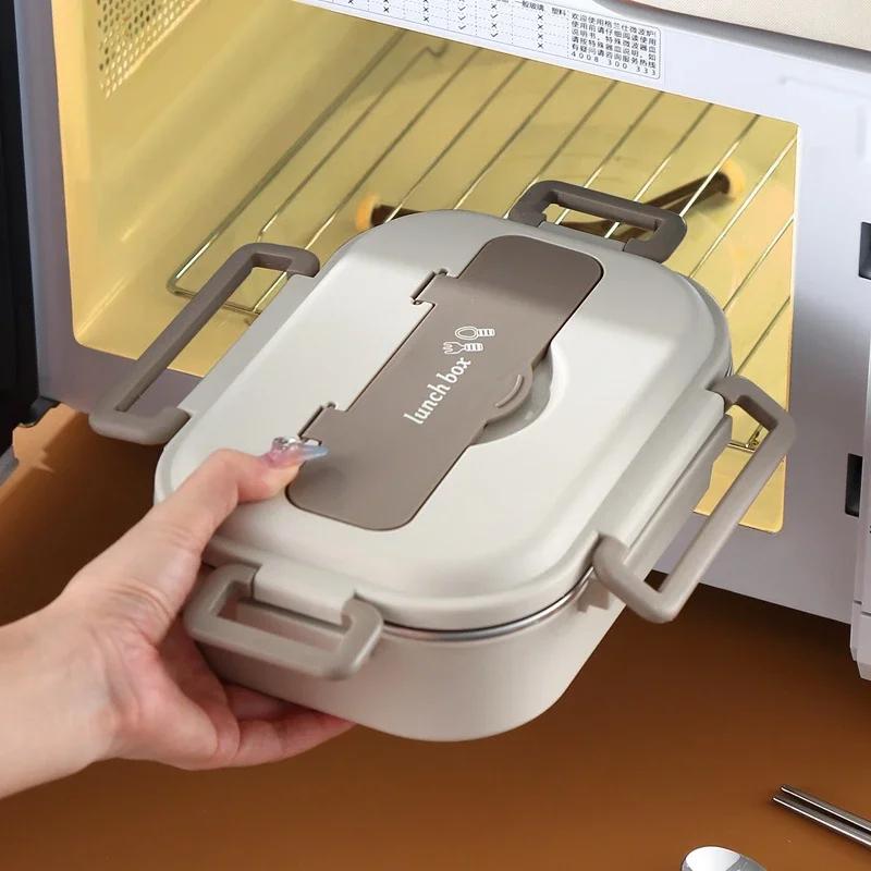 304 Stainless Steel Insulated Lunch Box-Sealed Portable Bento Box Microwave-Heatable Food Container for Office Workers Students