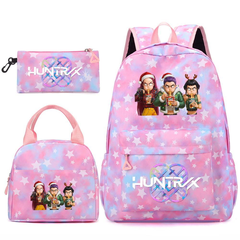 3Pcs/set Christmas Kpop Printed Backpack Handbag Pencil Case for Teenger Student Girl Boy Schoolbag Kid Bookbag Large Capacity Travel Bag Gift