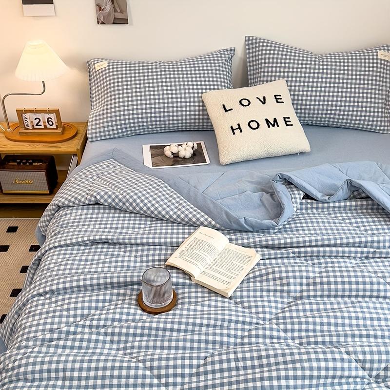 4 Jahreszeiten Universelle Dünne Steppdecke, Karierte Sommer Kühle Steppdecke, Weiche Hautfreundliche Klimaanlagen-Steppdecke, Einzel- und Doppel-Mikrofaserfüllung