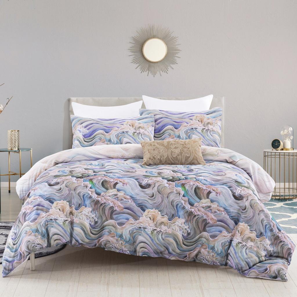 Marble Floral Quilt Doona Duvet Cover Set All Size Soft Pillowcases Bedding Set