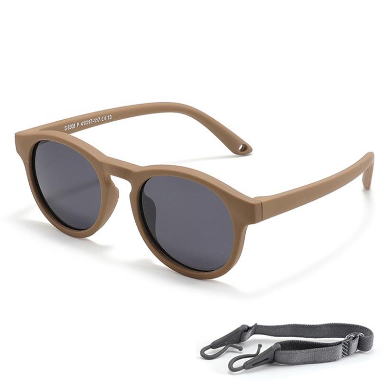 Small Round Polarized Kids Sunglasses Baby Sunglasses with Strap Flexible UV400 Polarized Infant Sunglasses for Ages 0-3 Years