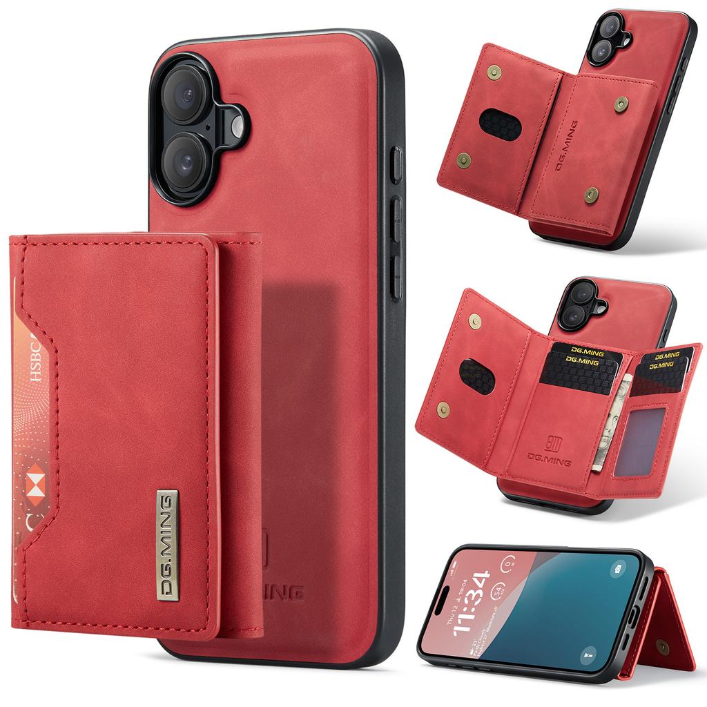 DG.MING M2 Series for iPhone 17 Case PU+PC+TPU Phone Cover Detachable Wallet