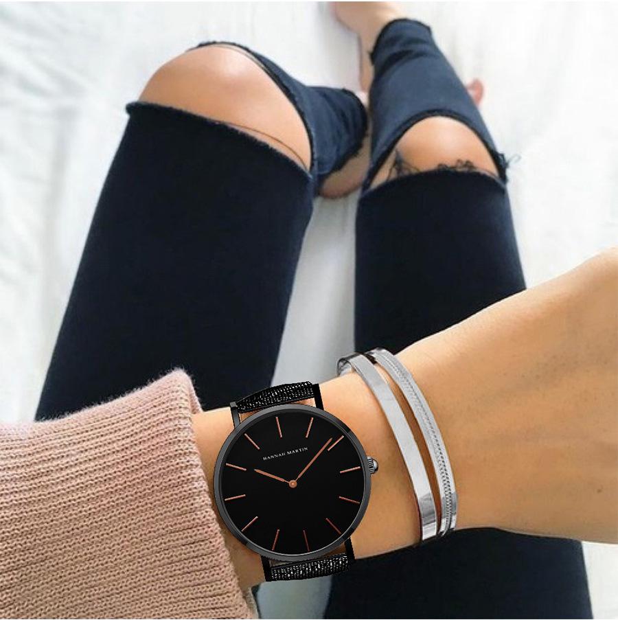 Elegant Slim Waterproof Wristwatch with Steel Mesh Band - Minimalist Japanese Design for Women.