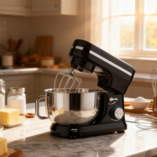 Dough Mixer 660W 6-Speed Electric Kitchen Stand Mixer with Stainless Steel Bowl Dough Hook Whisk & Beater Professional Baking Mixer