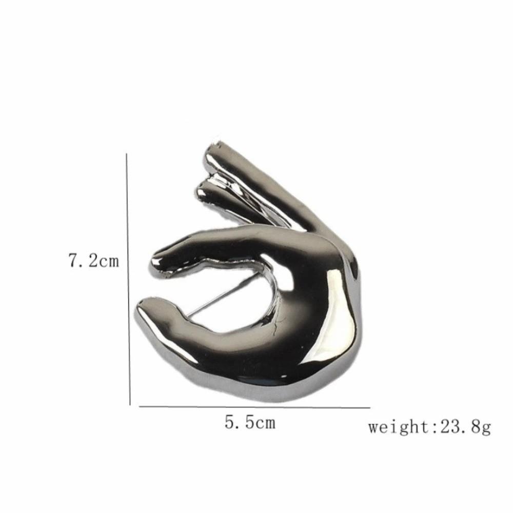 Glänzende Metall Hand Broschen Pins Großer Anzug Revers Pin Vintage Kleidung Abzeichen Damen Herren