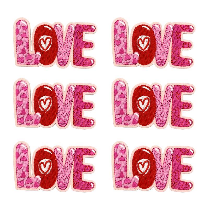 10PCS/lots Valentine's Day Embroidered Patches Pink Love Heart Patch Iron On Patches For Clothing Holiday Decoration Gift DIY