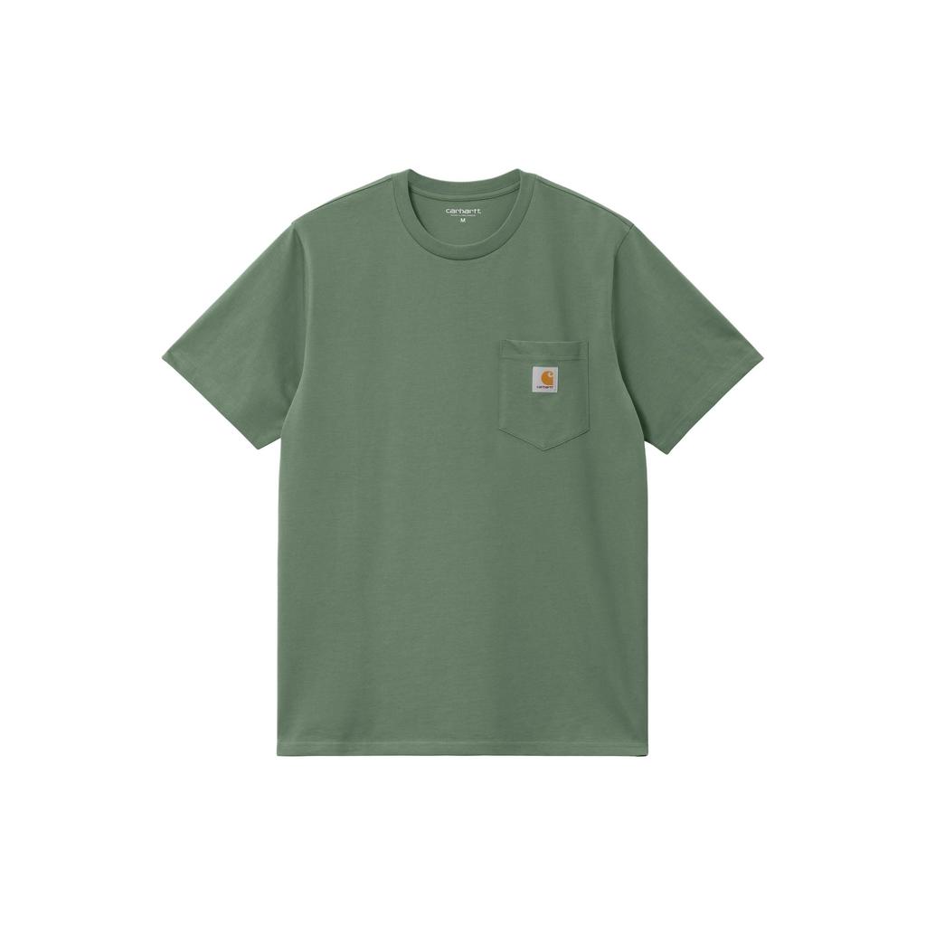 Carhartt WIP SS24 S/S Pocket T-Shirt With Woven Graphic Label On Front Pocket Men T-Shirts Green I030434-1YF-XX
