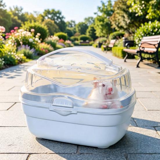Hamster Carrier Cage with Water Bottle Portable Small Animal Travel Cage Plastic Clear Guinea Pig Carrying Case for Dwarf Hamsters Chinchillas