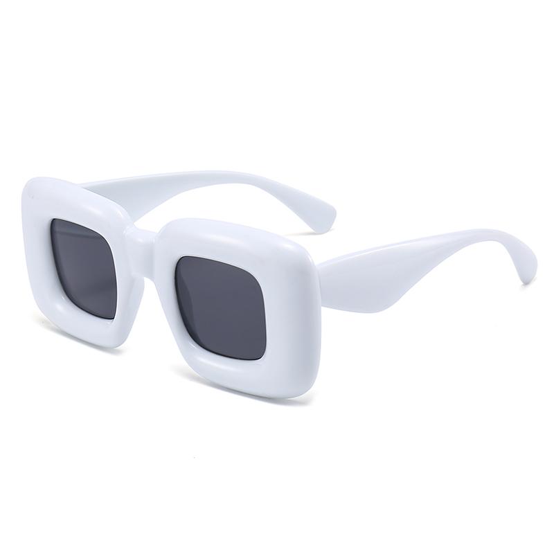 

XJiea Designer Trendy Y2K Sunglasses For Women Men Fashion Candy Colors Square Expansion Glasses Blue Yellow Hip Hop Accessory As picture білий