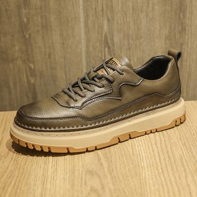High Quality Brand Thick Soled Wear-resistant Men's Sports Shoes Simple Workwear Shoes Height Increase Men's Real Leather Shoes