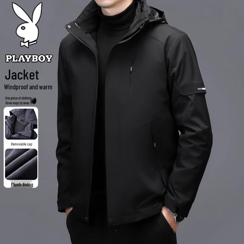Playboy Men s Autumn/Winter 3-in-1 Hooded Outdoor Jacket L