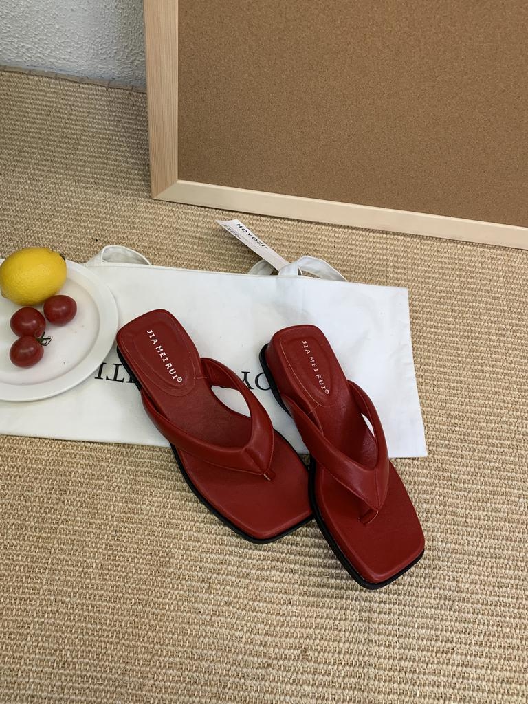 Slippers Summer Fashion Silver Square Toe Women's Outdoor Wear Thick SolePinch FeetSandals