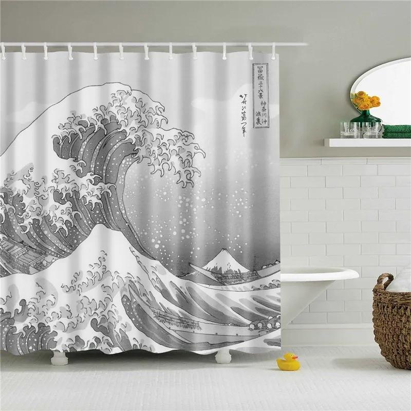 Beach Sea Seaside Shower Curtains Nature Scenery Waterproof 3d Bathroom Curtains Home Decoration Washable Bath Screen with Hooks