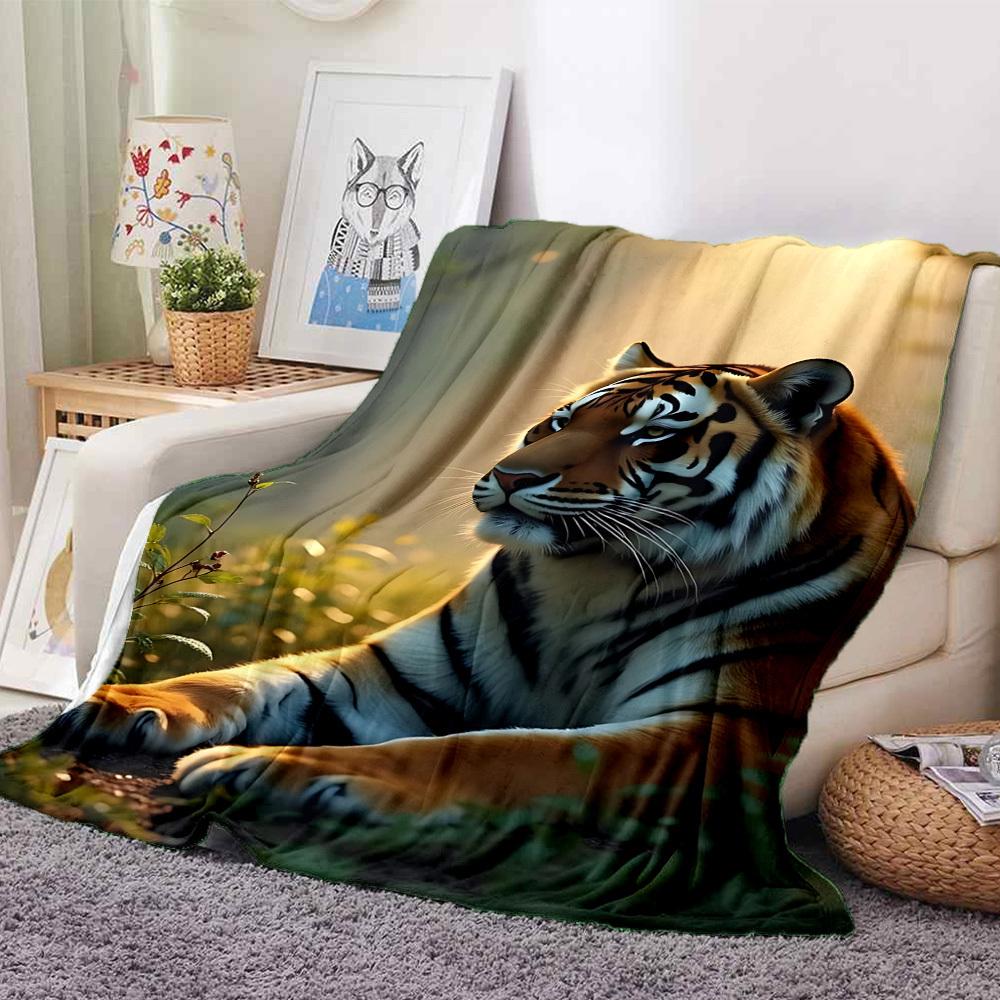 1 Stück Tiger-Print-Decke Warm, Gemütlich Und Weich, Geeignet für Sofas, Betten, Autos Und Bürogebrauch. Perfekt für Camping Und Reisen, Was Sie zu Einem Tollen Geschenk macht