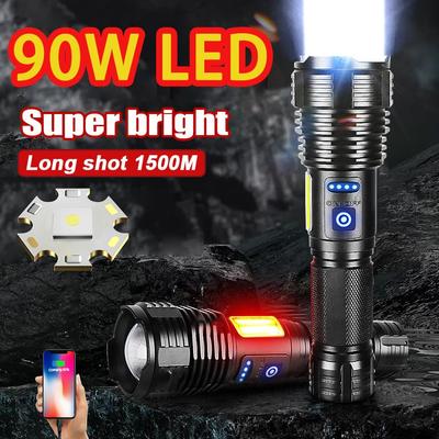 Powerful White Laser Flashlight Rechargeable Torch Super Bright Zoomable Lamp Waterproof Flash Light Long Range Torch Light