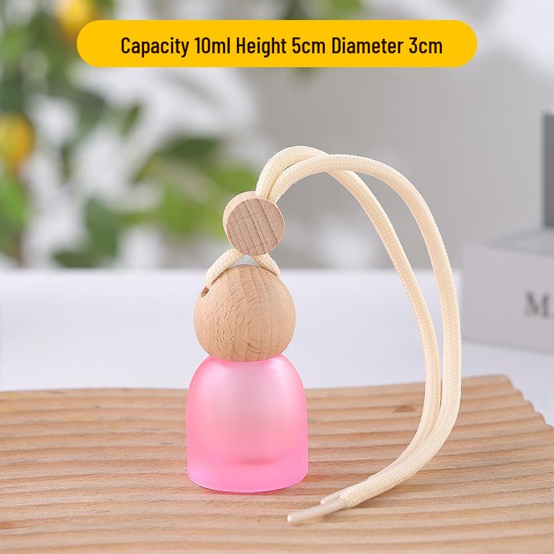 Frosted Glass Car Diffuser Bottle with Lanyard for Essential Oils - Refillable and Ideal for Home or Wardrobe Decor.