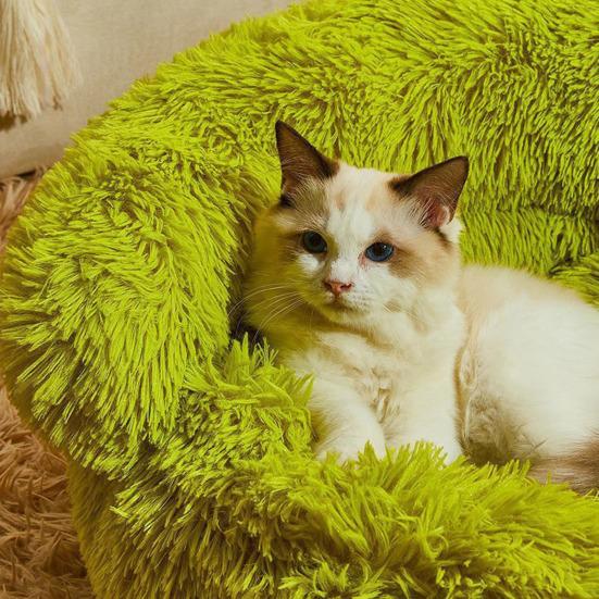 Plush Cat Calming Bed Dog Donut Raised Head And Bed with Cute Shape Neck Support Pads