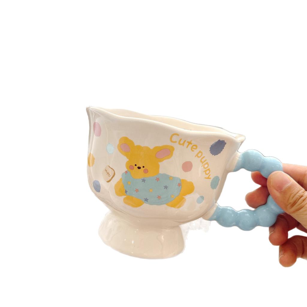 Creative Cute Household Water Cup Goblet Mug Cartoon Milk Cup High Value Ceramic Cup Couple