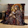 Stained Glass Art: Mother and ChildFlannel Blanket for Bedroom, Living Room, Sofa, and Nap