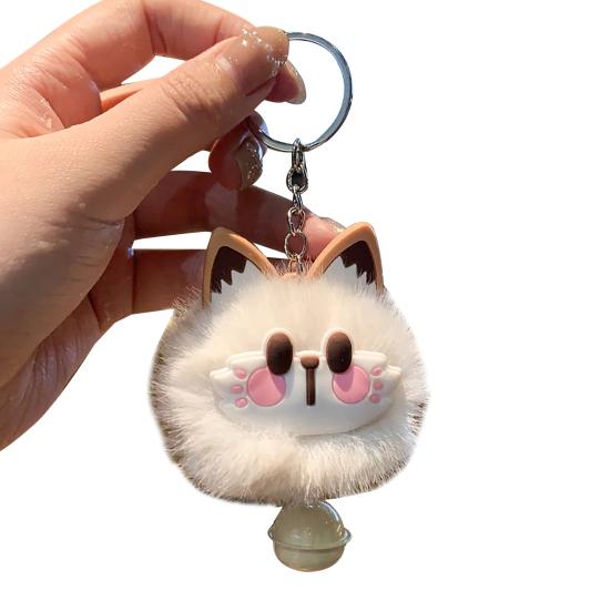 Keychain Rabbit Ear Soft Plush Ball Charm Key Chain Car Keys Bags Backpacks Kids Travel Accessories Stress Relief Gift