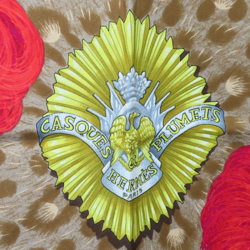 Used HERMES Scarf Calle 90 Silk Green Multicolor CASOUES Et PLUMETS