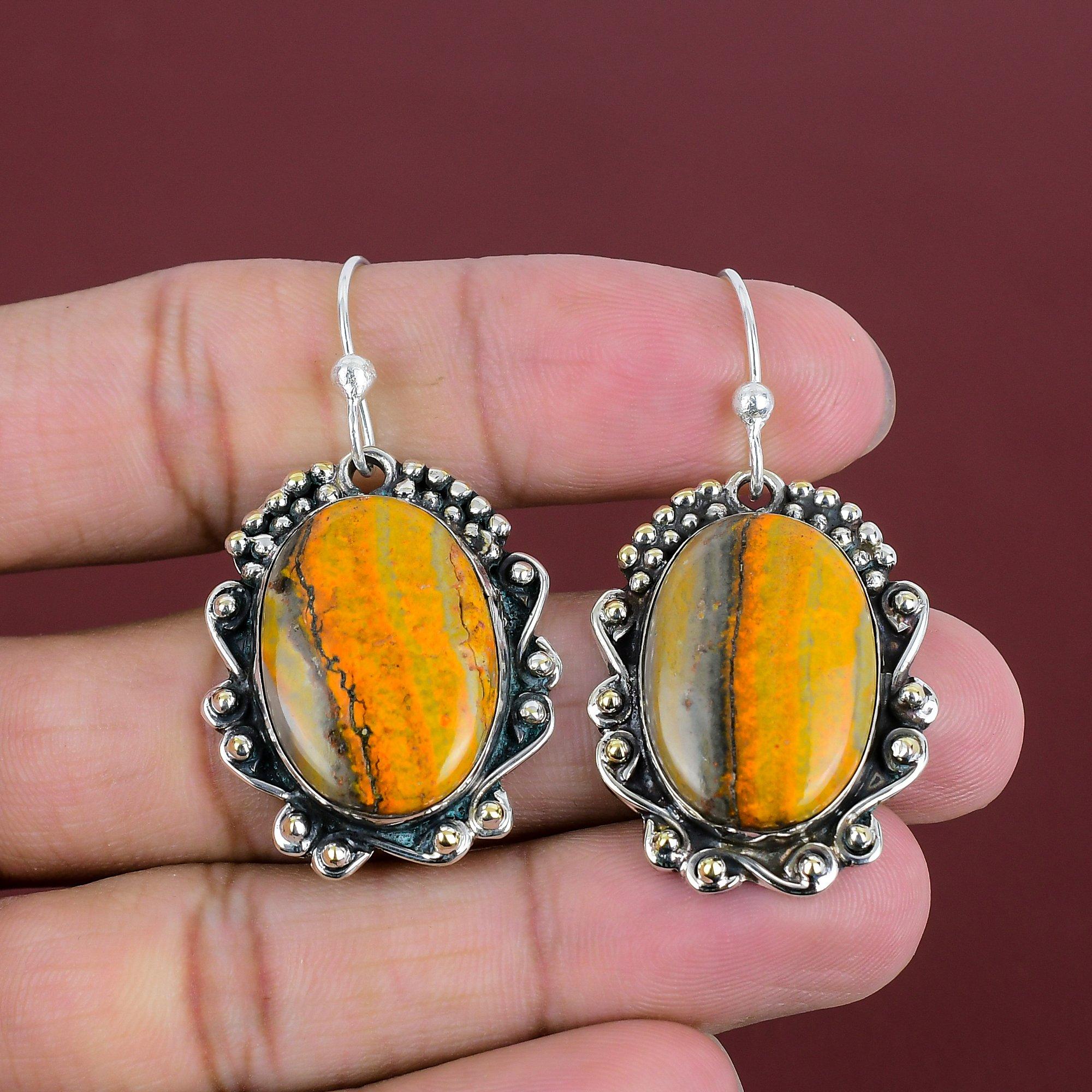 

Bumble Bee Jasper Earring Natural Gemstone Jewelry Handmade Earrings 925 Sterling Silver Earrings Decent Jewelry Gift For Wife Drop Earring