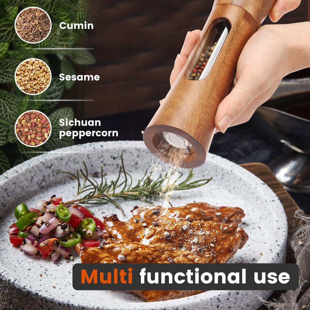 1 Set Manual Salt and Pepper Grinder Wooden Adjustable Coarseness Multi-purpose Spices Grinder 7.87 Inch Salt Pepper Grinder Set