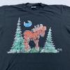 Vintage 90s MOOSE NATURE DRAWING T-Shirt SMALL Animal Art Ejm