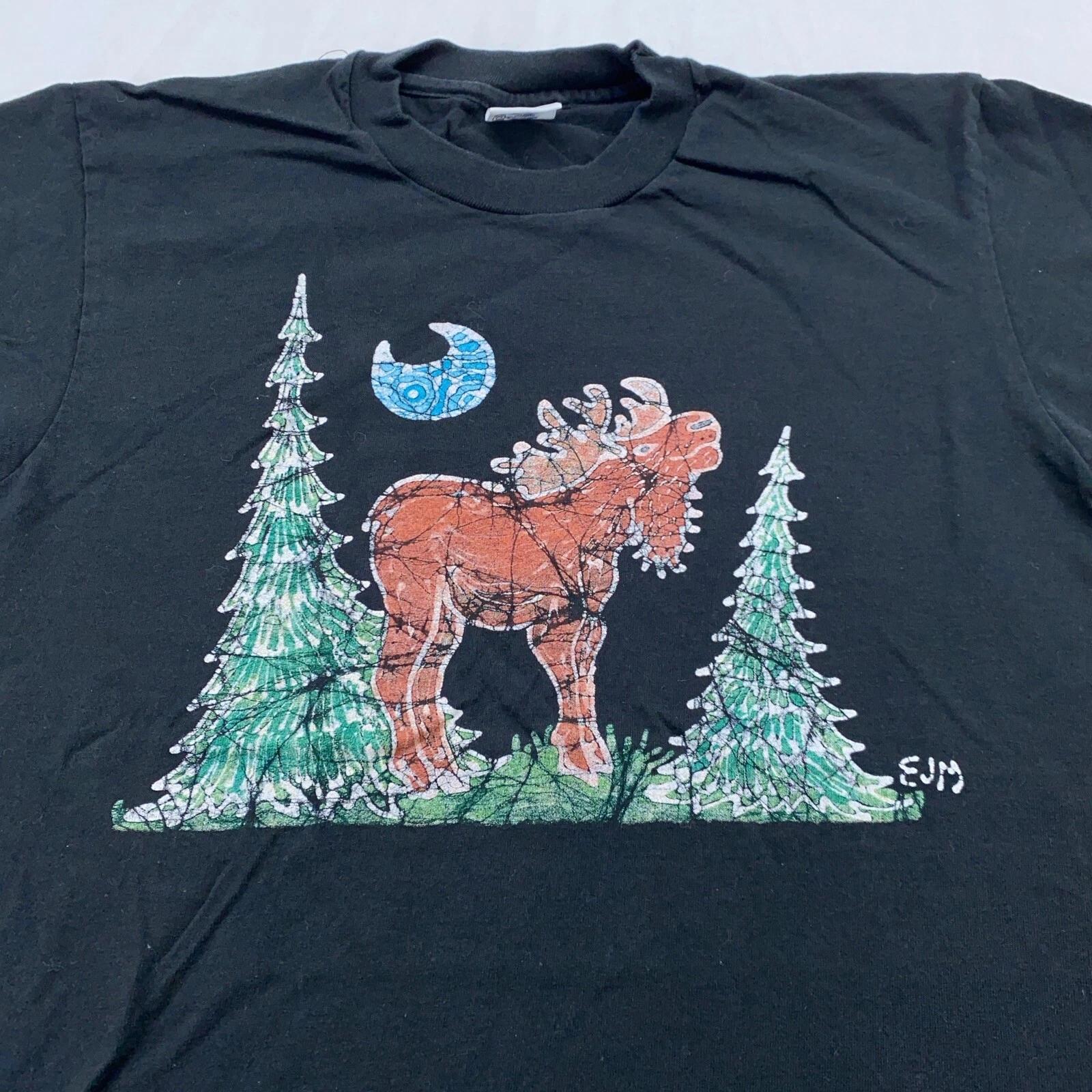 

vintage 90s MOOSE NATURE DRAWING T-Shirt SMALL animal art ejm 2XL
