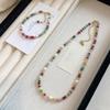 Freshwater Pearl Mixed Color Natural Stone Bracelet Summer Dopamine Necklace Temperament Shoushan Stone Agate Collarbone Chain