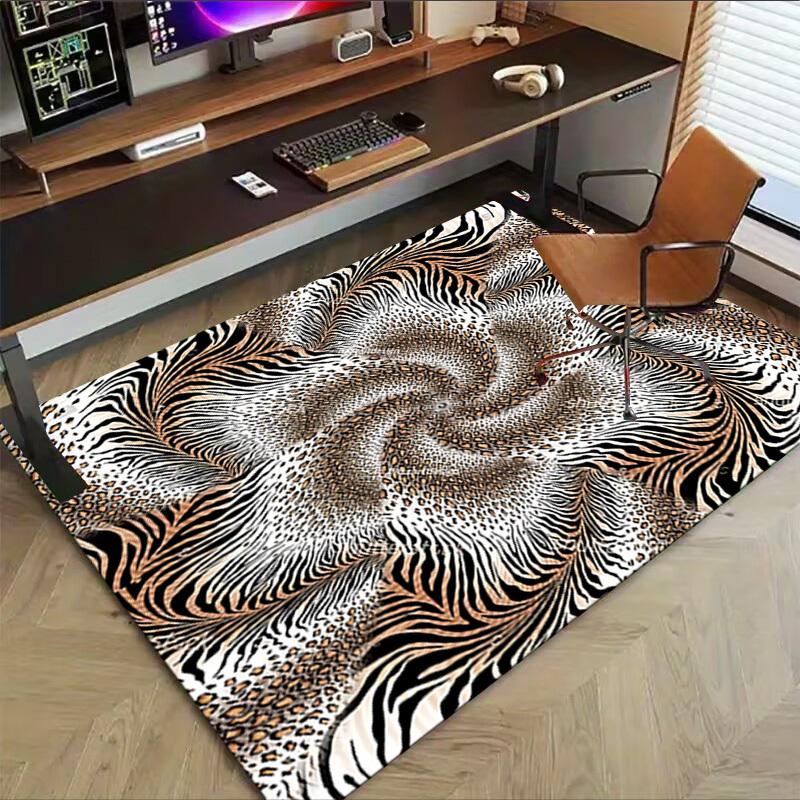 1PC Zebra Print Leopard Print Extra Large Non Slip Floor carpet, Office, family, bedroom Large Area Rug Indoor Rugs, Vibrant Colors