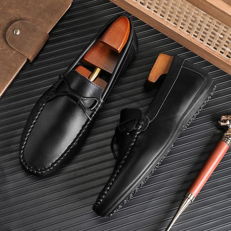 Fashion Moccasin Slip-on Men's Leather Shoes Non Flat Summer Sale Common Social Size 45 Low Price Classic Original Pu Male Casual Shoe