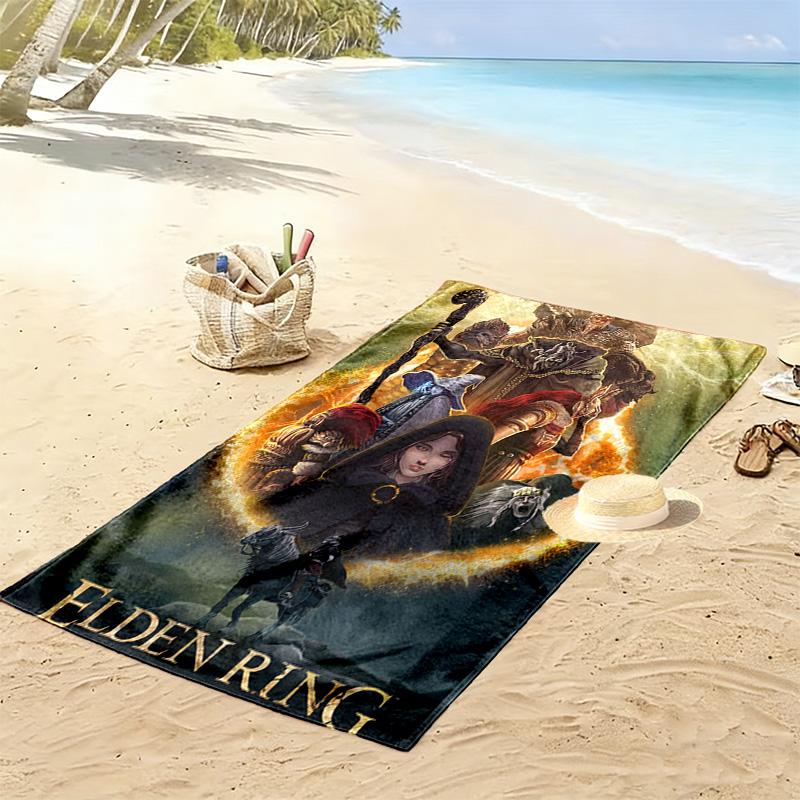 Elegant Elden theme 2D Flat Print Beach Towel, Large Soft Quick Dry Towel for Beach Camping SwimmingXSTJ0915568