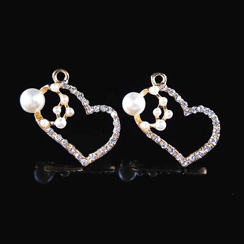 

Engood 100Pcs Pearl Rhinestone Heart Buttons Sewing Trim & Embellishments Craft Buckle for DIY Necklaces Earrings Pendants Hair срібний