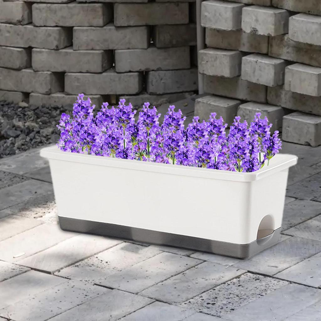Windowsill Planter Window Box Planter Novelty with Drainage Tray Vegetable Flower Planter Box Rectangular for Garden Yard