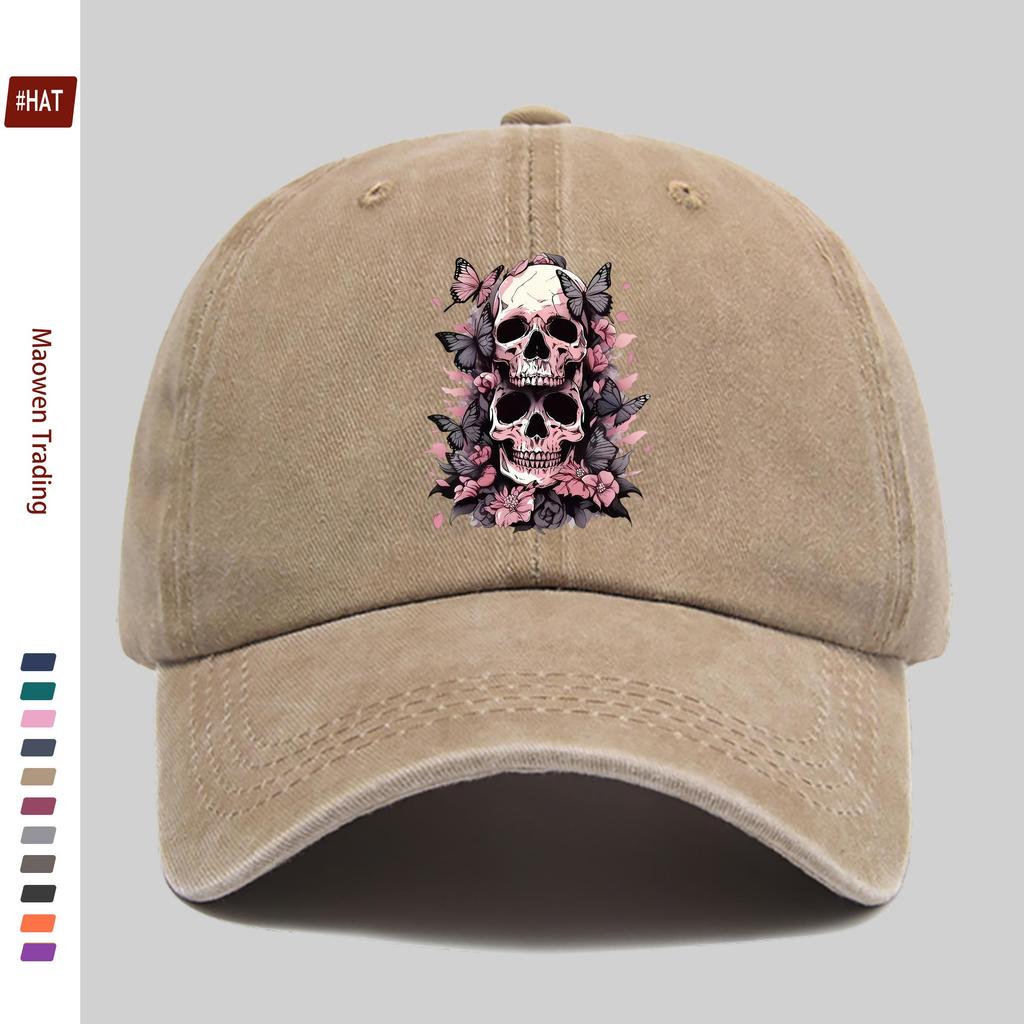 Pc Colorful Butterfly And Skull Pattern Printed Baseball Cap Street HipHop Style Design Decor Hat Comfortable Lightweight Su