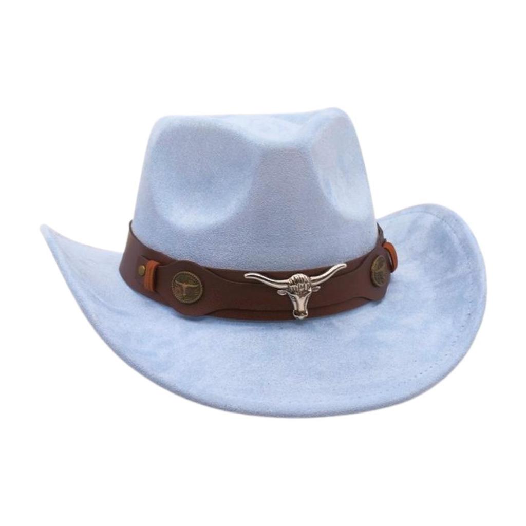 Ethnic Style Western Cowboy Hat Stage Jazz Hat Brown Ox Head Suede Top Hat