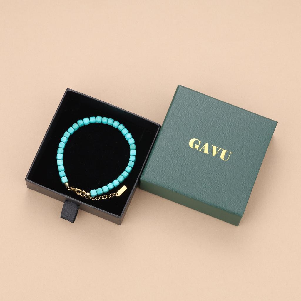 GAVU Birthstone Turquoise Stainless Steel Power Stone Bracelet for Women