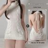 Seductive Knitted High Collar Backless Lingerie Dress