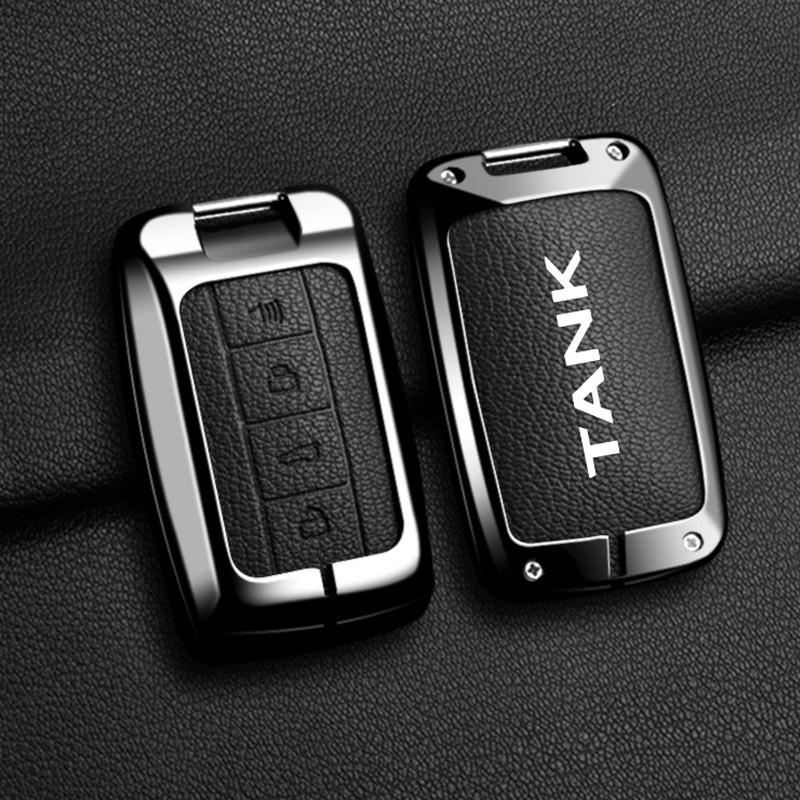 Alloy Car Key Case Cover For Great Wall GWM WEY TANK 300 500 Tank300 Tank500 Key Bag Shell Holder Protector Keychain Accessories