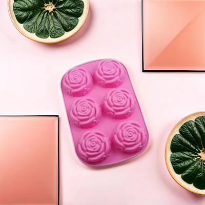 6-Hole 3D Rose-Shaped Silicone Mold Diy Fondant Cake Mold Soap Making Handmade Bread Mold