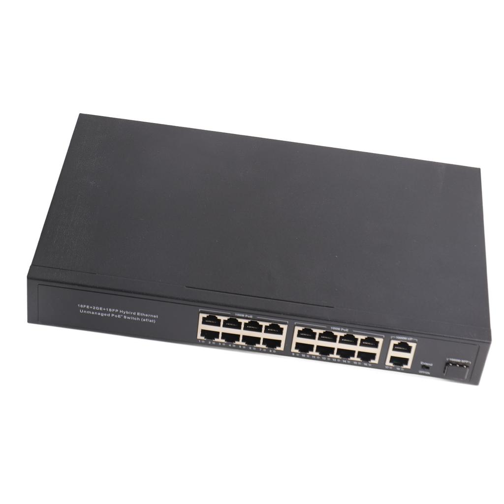 Ethernet Switch 16 Port 10100M Adaptiv RJ45 2 Uplink Gigabit für Computernetzwerke EU-Stecker