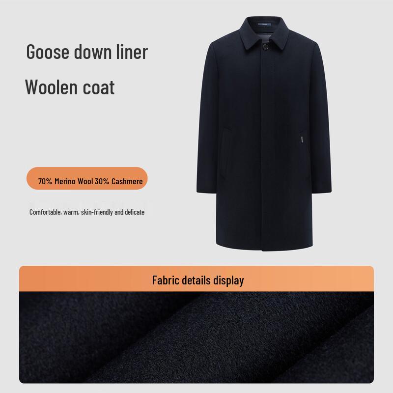 MONTAGUT Men's Winter Wool Cashmere Blend Business Casual Coat