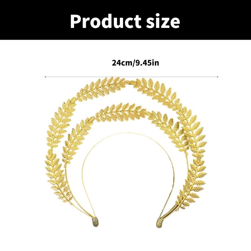 Goddess Leaf Headband Laurel Wheat Ear Crown Bridal Hairpiece for Women Wedding Tiaras Costume Accessory