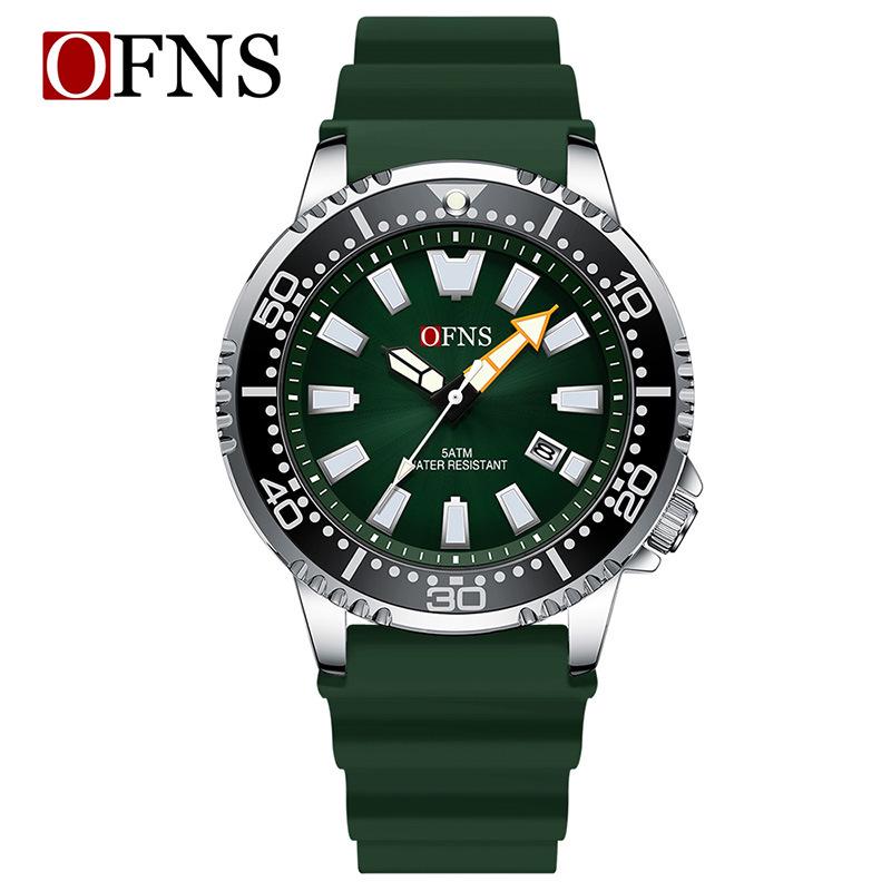 Oufannishi Waterproof Quartz Men's Watch with Luminous Dial, Rotating Bezel, and Calendar