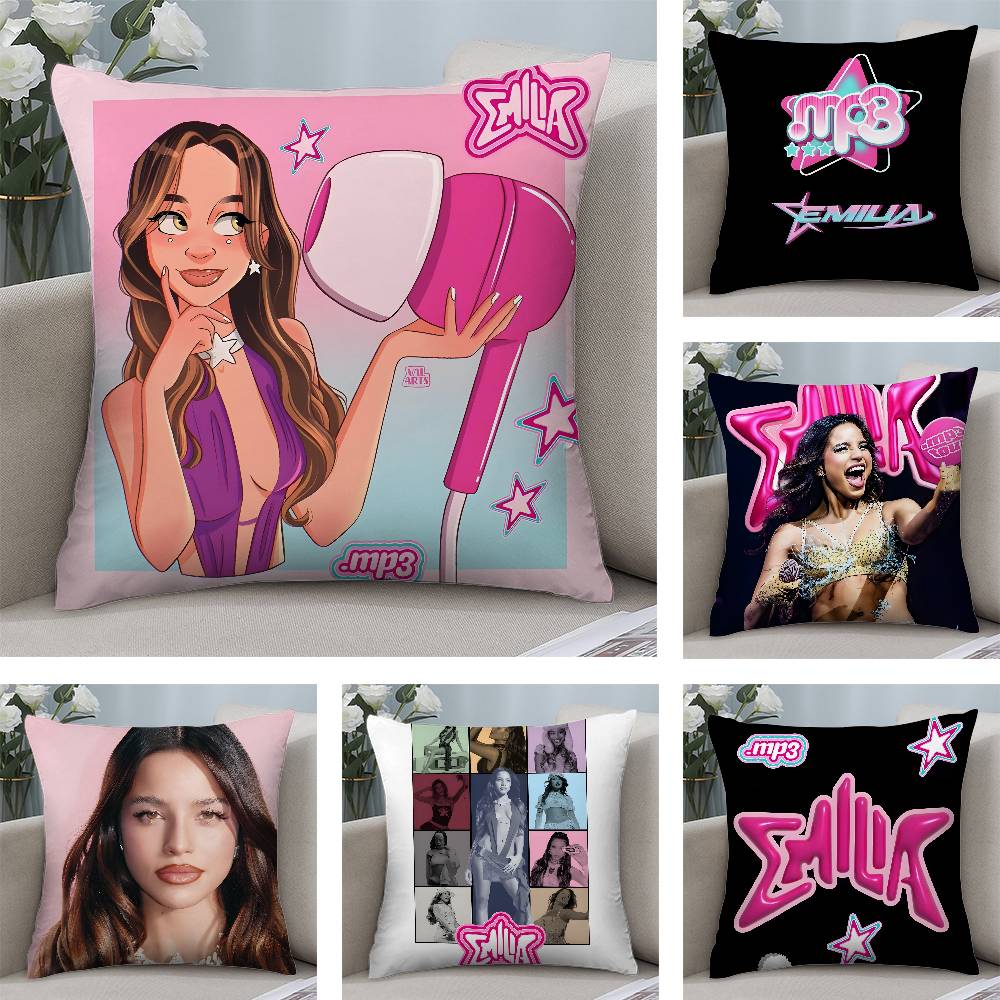 Singer Emilia Mernes Mp3 Pillow Case Plush Fabric Soft Pillowcase Double Sided Print Cushion Cover Household Gifts