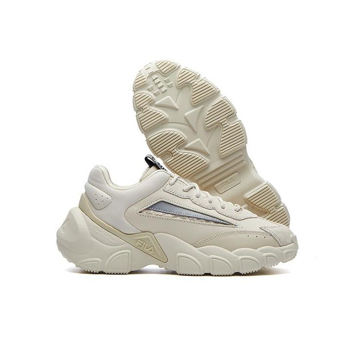 Fila Smasher Stoff Zwei-Schicht Rindsleder Bequem Vielseitig Low-Top Dad Shoes Damen Sneaker Beige F12W134144FAN