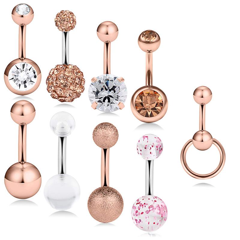 Neue Set-Kombination 9 in 1 Acryl-Flash-Stück, Strass-Zirkon-Misch-Nabelnagel 